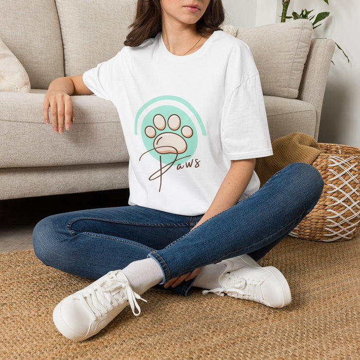 Paws Graphic T-Shirt — Mint Paw Print Casual Tee for Pet Lovers
