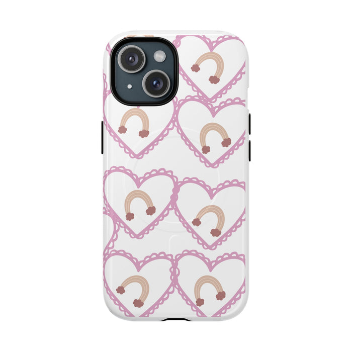 Phone Case - Pink Heart Rainbow Pattern Tough Magnetic Protective Case