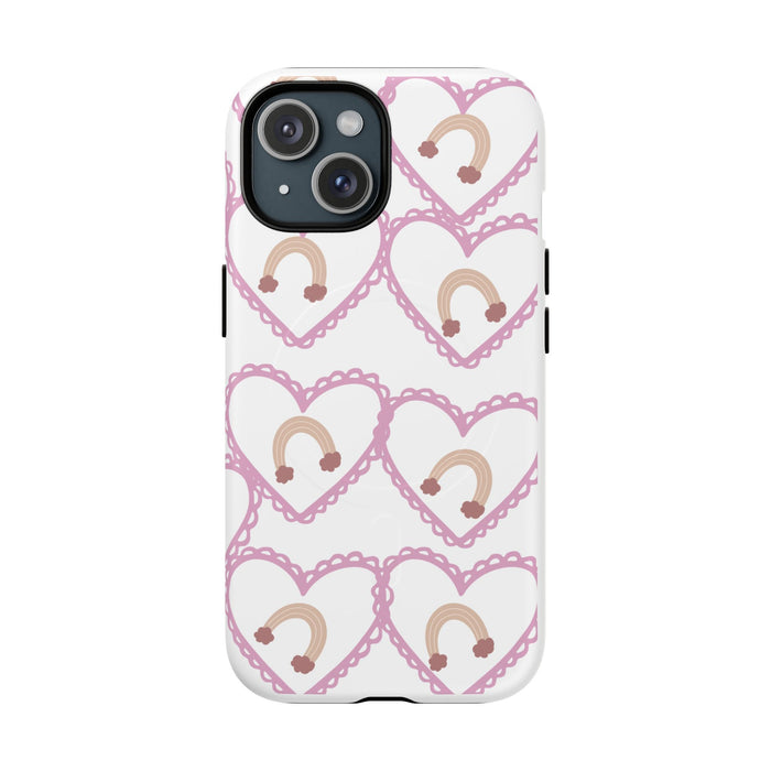 Phone Case - Pink Heart Rainbow Pattern Tough Magnetic Protective Case