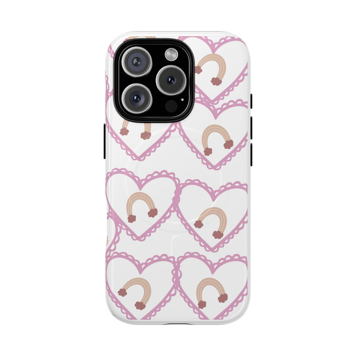 Phone Case - Pink Heart Rainbow Pattern Tough Magnetic Protective Case