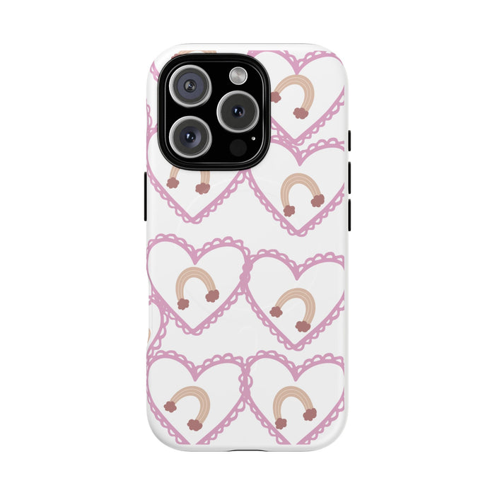 Phone Case - Pink Heart Rainbow Pattern Tough Magnetic Protective Case