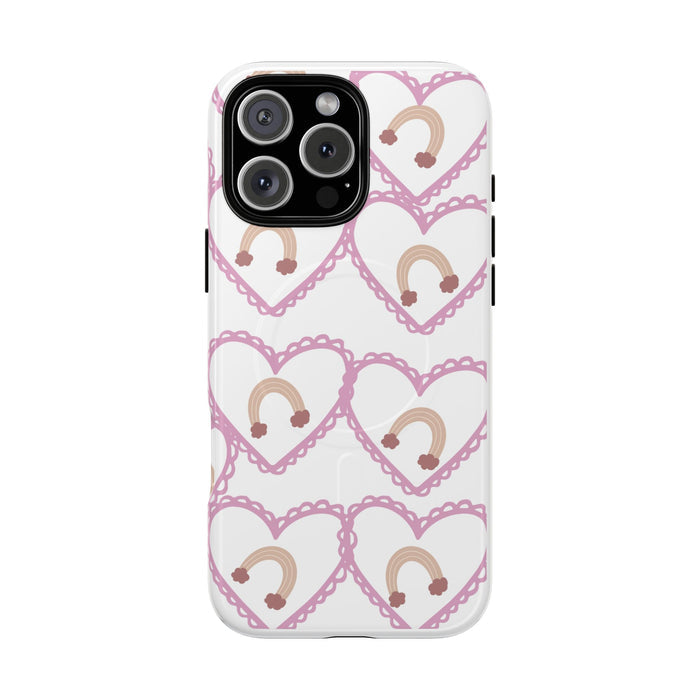 Phone Case - Pink Heart Rainbow Pattern Tough Magnetic Protective Case