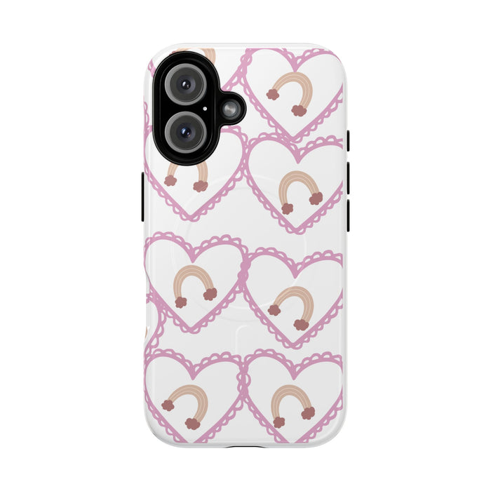 Phone Case - Pink Heart Rainbow Pattern Tough Magnetic Protective Case
