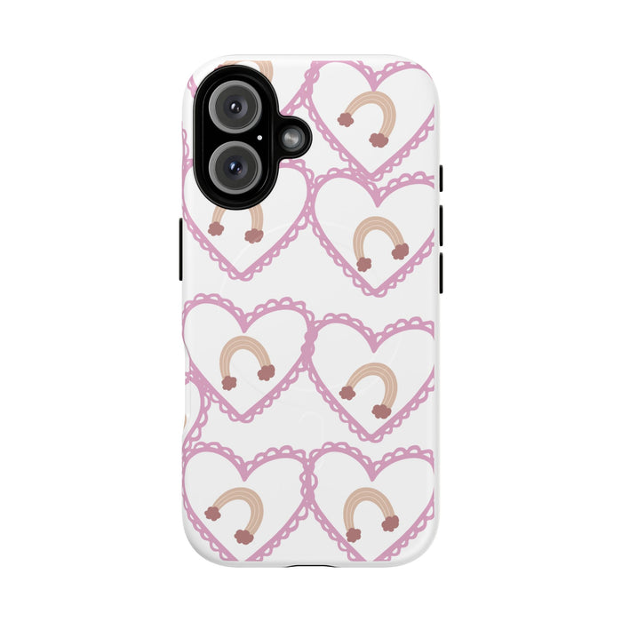 Phone Case - Pink Heart Rainbow Pattern Tough Magnetic Protective Case