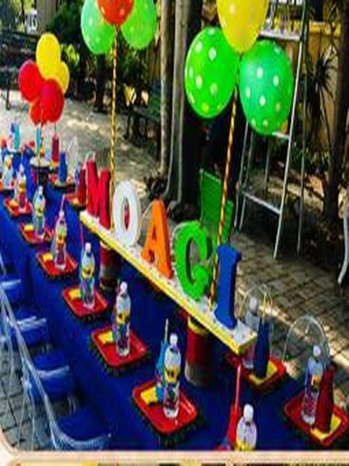 Colourful children's party setup by Boho Kiddies Parties