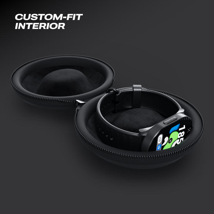 PlayMaker+ Watch Case in Black With Watch in it