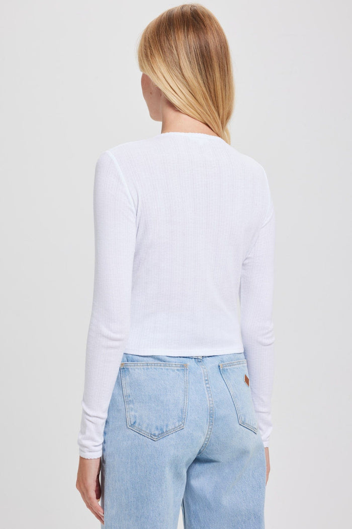 Pointelle Crop Cardigan - Goldie LeWinter #color_white