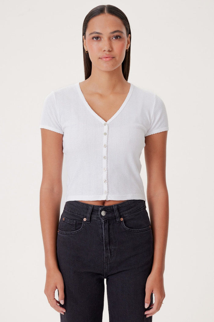 Ellie Cropped Cardigan - Goldie LeWinter #color_white