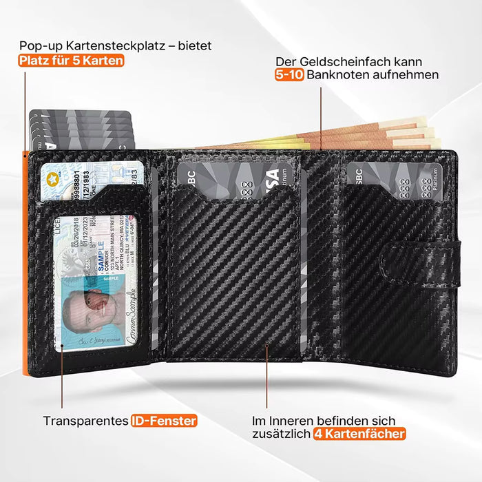 Portefeuille Pop-Up Homme – Protection RFID & Compartiment à Pièces | Cuir Synthétique