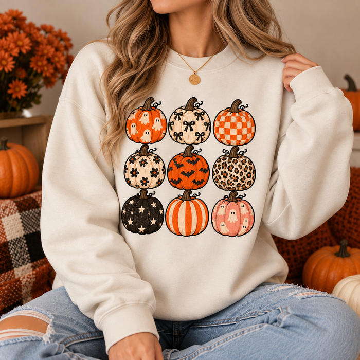 Pumpkins Patch Pattern Crewneck Sweatshirt