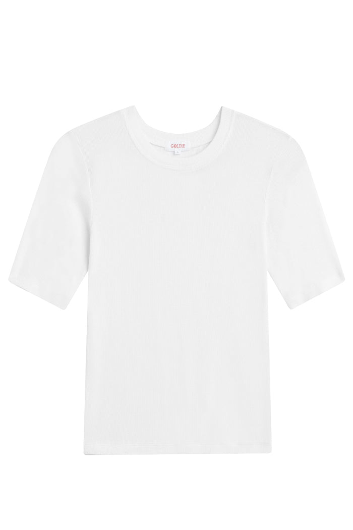 Ribbed Half Sleeve Tee - Goldie LeWinter #color_white