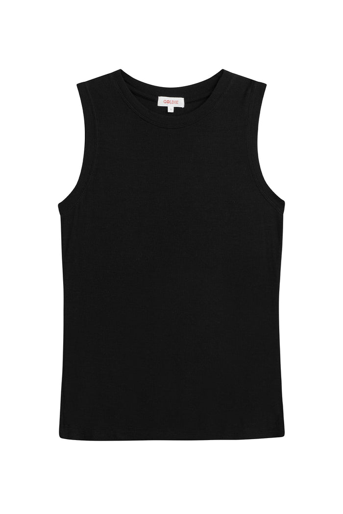 Ribbed Sleeveless Tee - Goldie LeWinter #color_black