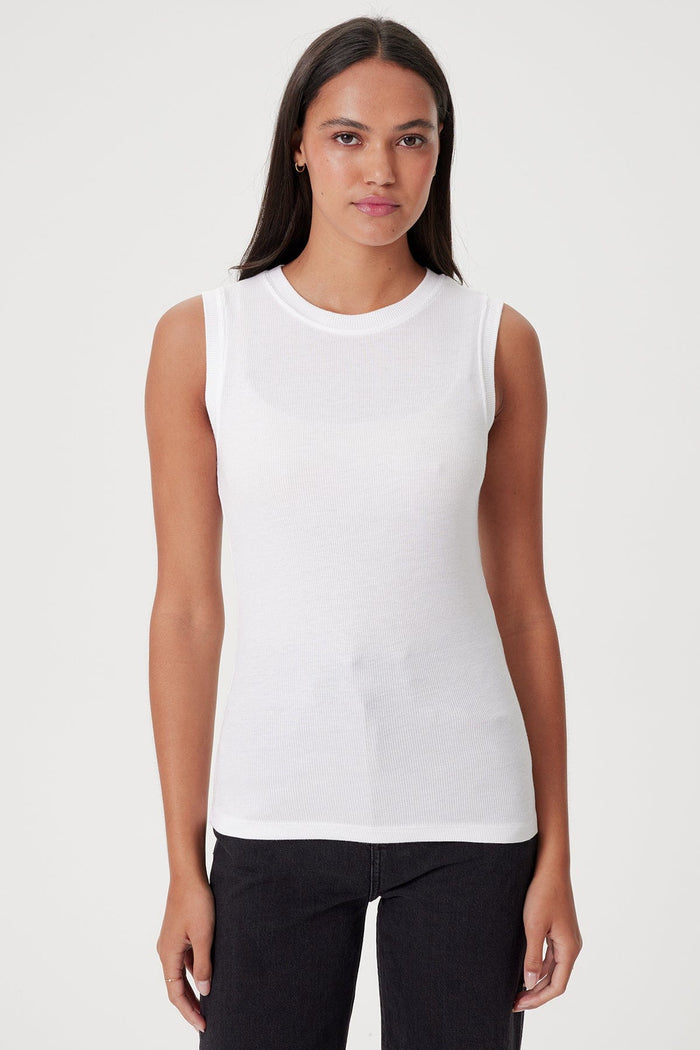 Ribbed Sleeveless Tee - Goldie LeWinter #color_white