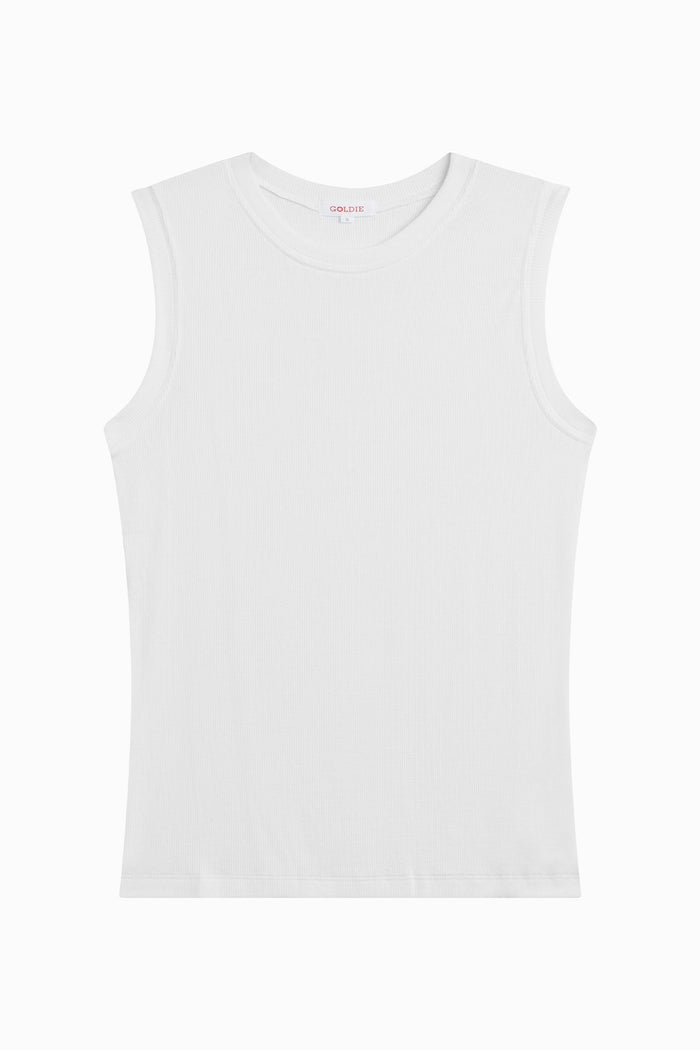 Ribbed Sleeveless Tee - Goldie LeWinter #color_white