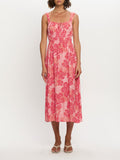 Woman in maxi floral dress