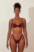 Ruched Cup Bikini in Wine