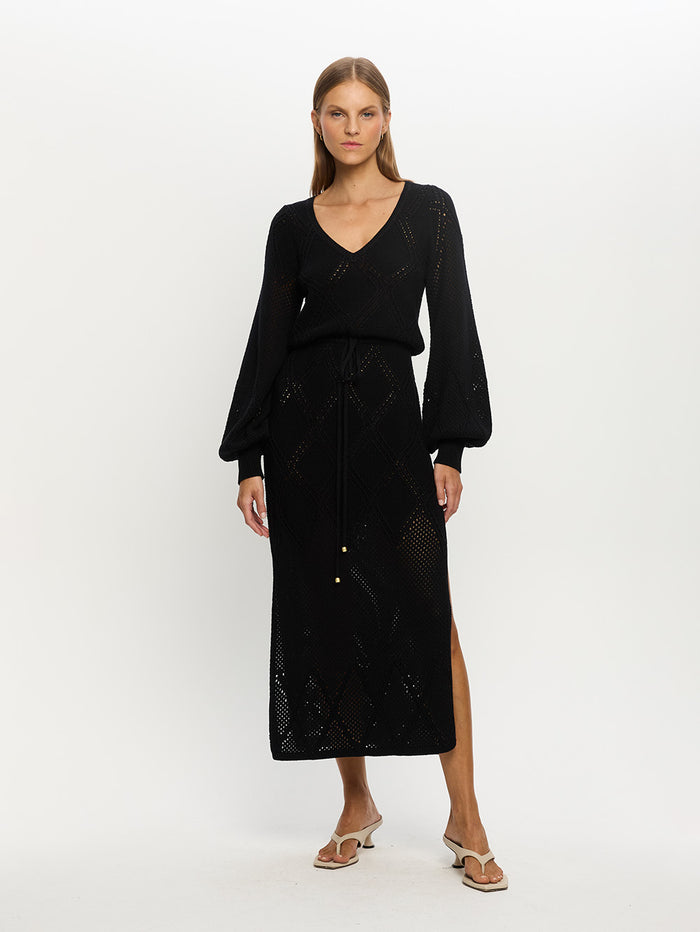 Samara Knit Dress Black Front 01
