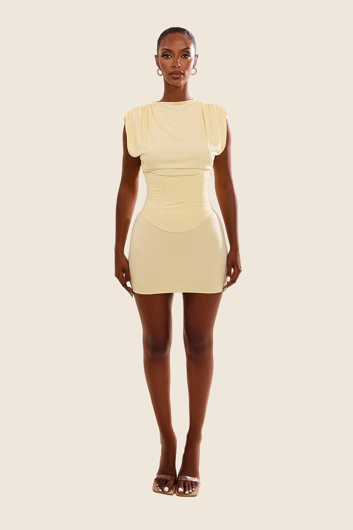 Sandra Corset Mini Dress in Yellow