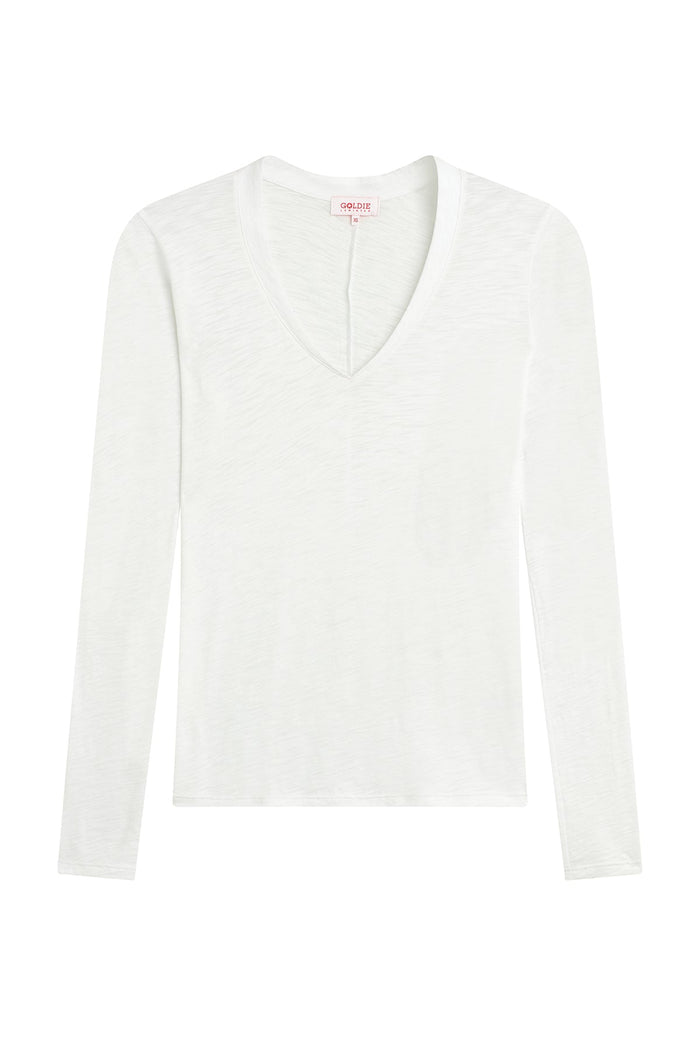 Serenity Long Sleeve V Neck Tee - Goldie LeWinter #color_white