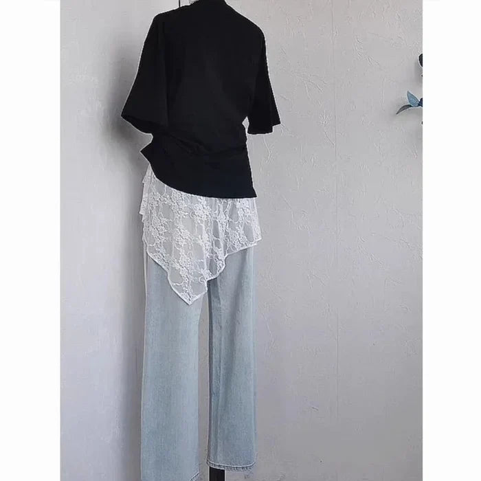 Sheer Lace-Up Layered Wrap Mini Skirt