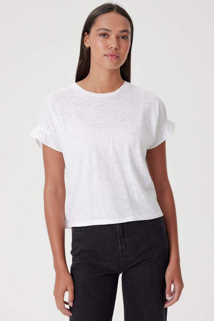 Signature Slub Puff & Ruffle Sleeve Tee - Goldie LeWinter #color_white