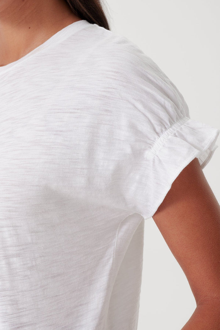 Signature Slub Puff & Ruffle Sleeve Tee - Goldie LeWinter #color_white