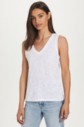 Signature Slub V Neck Tank - Goldie LeWinter #color_white