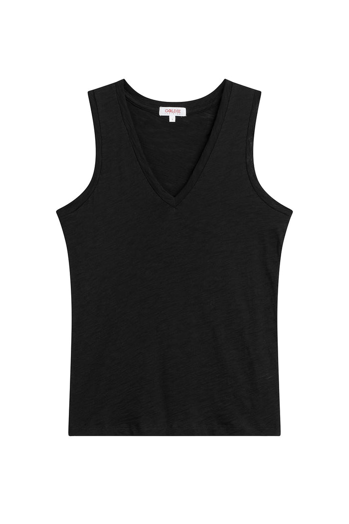 Signature Slub V Neck Tank - Goldie LeWinter #color_black