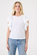 Signature Slub Waterfall Ruffle Shell - Goldie LeWinter #color_white