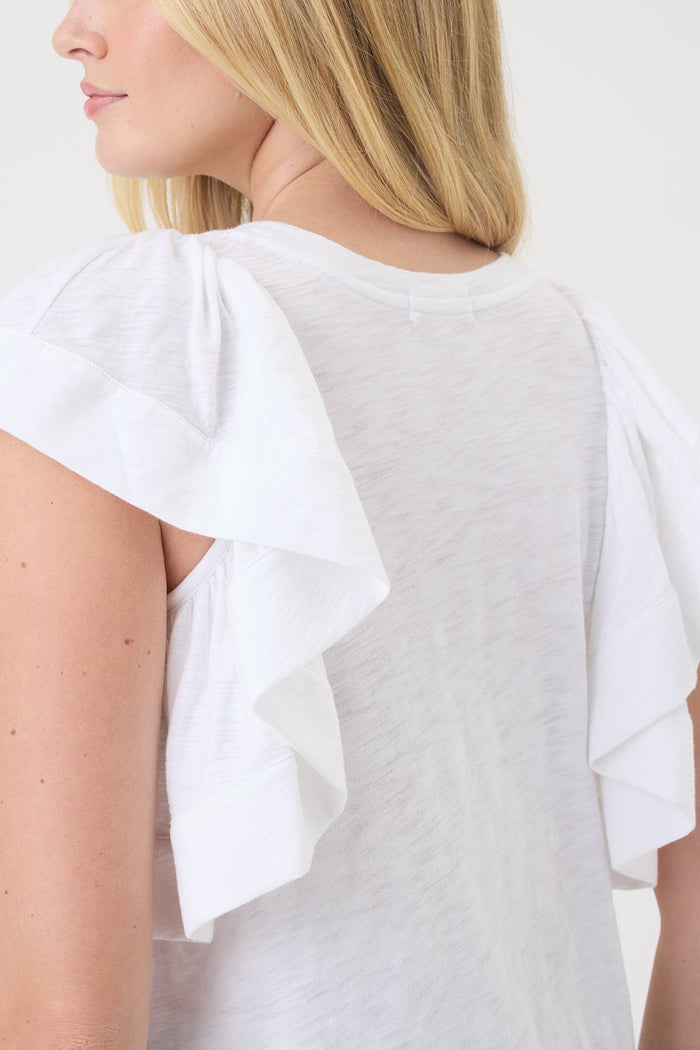 Signature Slub Waterfall Ruffle Shell - Goldie LeWinter #color_white