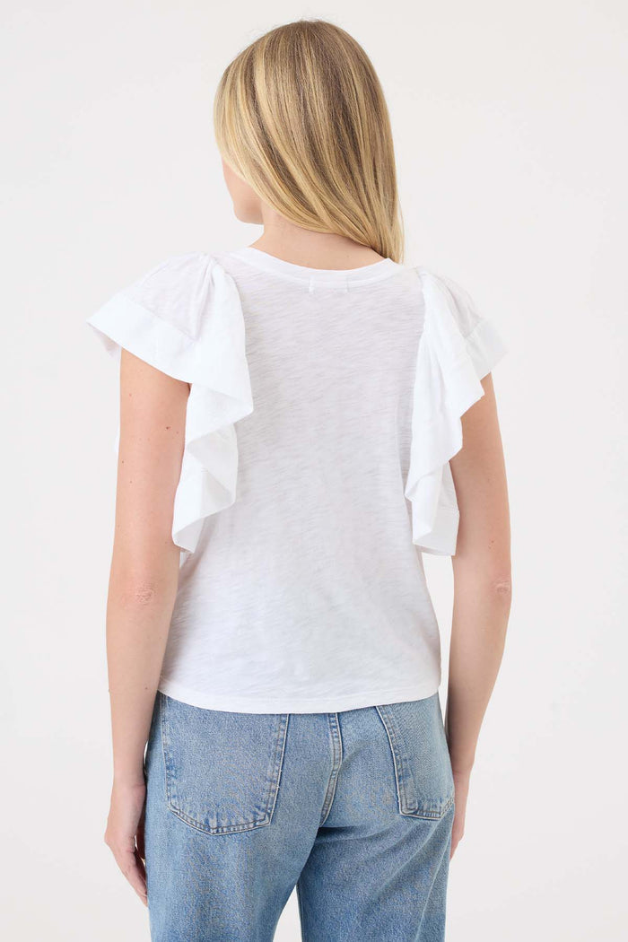 Signature Slub Waterfall Ruffle Shell - Goldie LeWinter #color_white