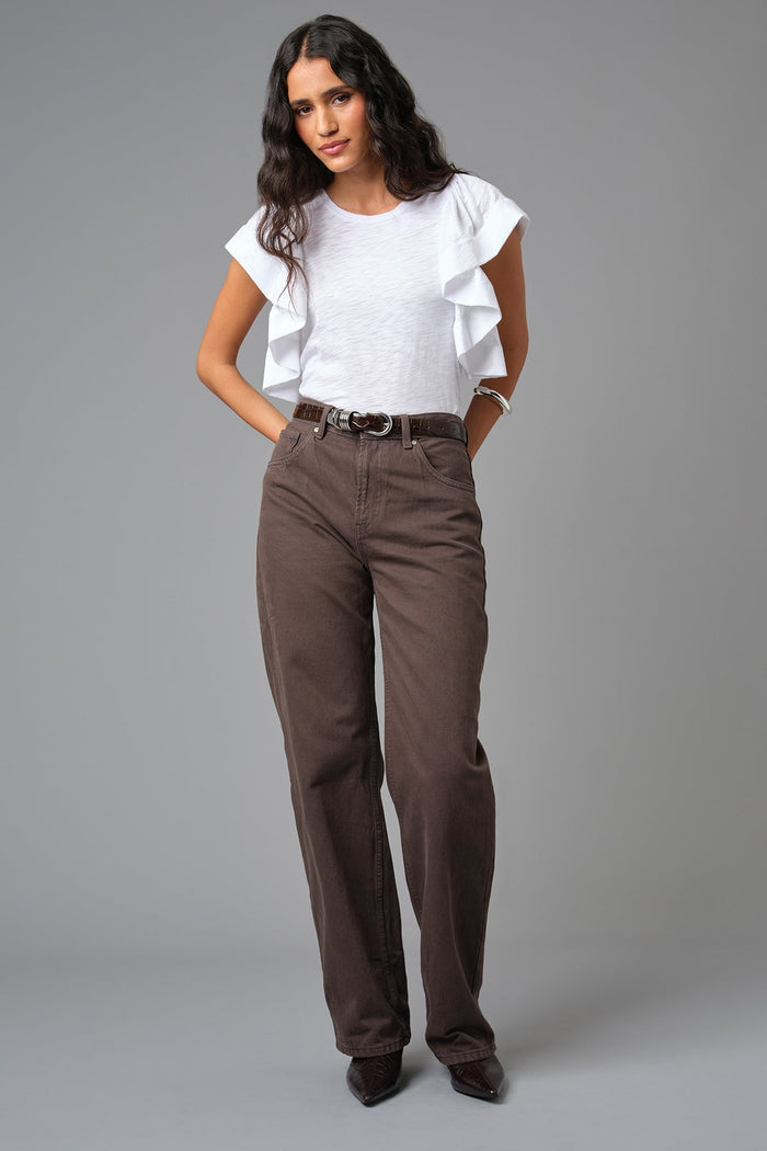 Signature Slub Waterfall Ruffle Shell - Goldie LeWinter #color_white