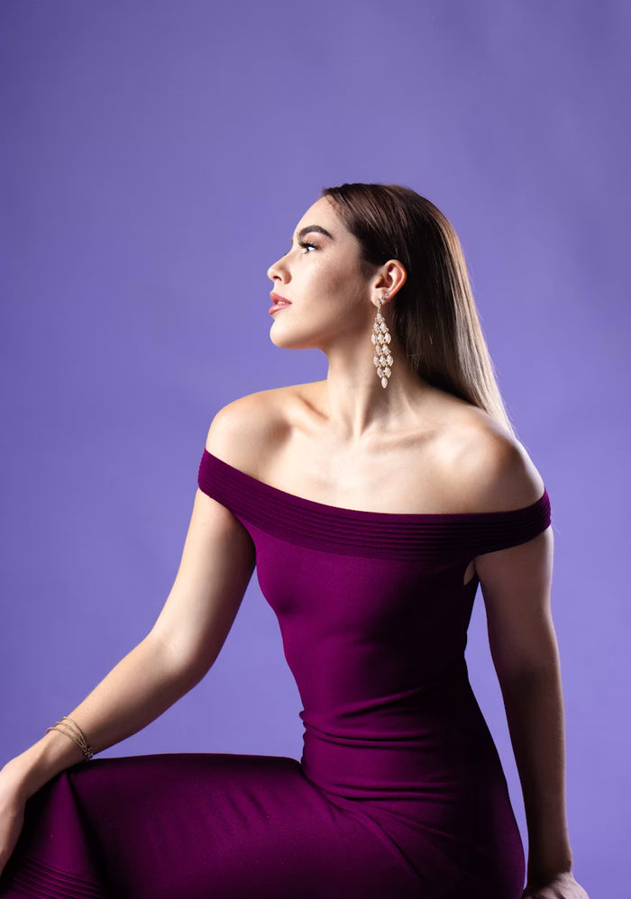 Silk Satin Draped Evening Gown