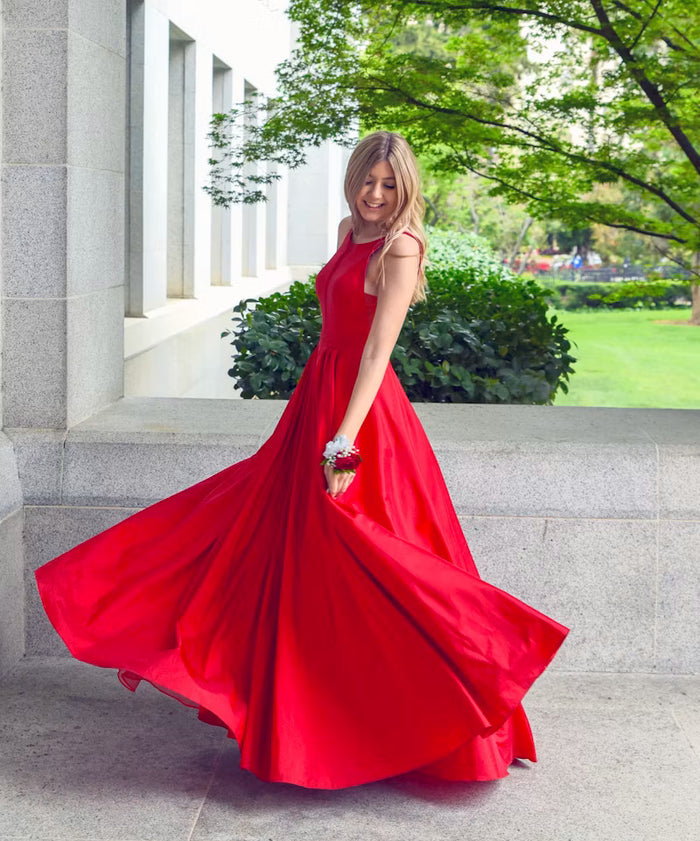 Silk Satin Draped Evening Gown