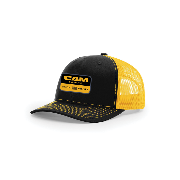 Snap-Back Trucker Hat with Patch - Black/ Gold