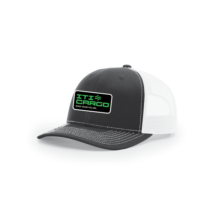 Snap-Back Trucker Hat with Patch - Black/ White