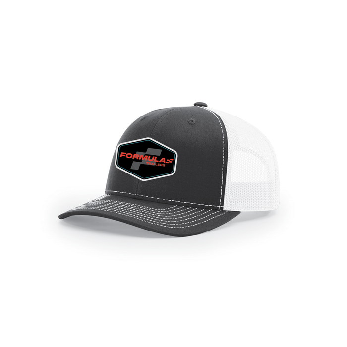 Snap-Back Trucker Hat with Patch - Black/ White