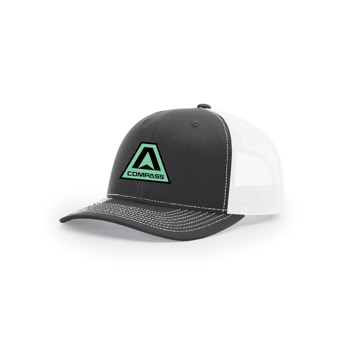 Snap-Back Trucker Hat with Patch - Black/White