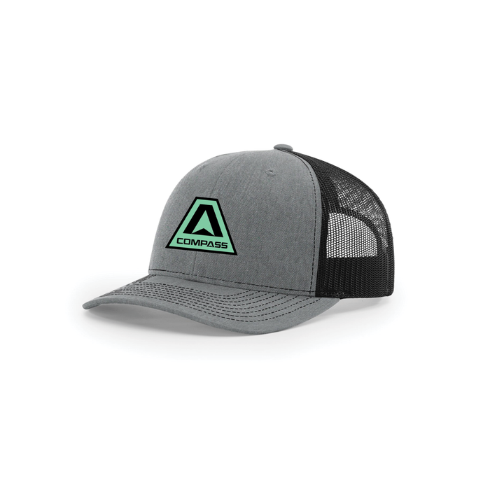 Snap-Back Trucker Hat with Patch - Heather Grey/ Black