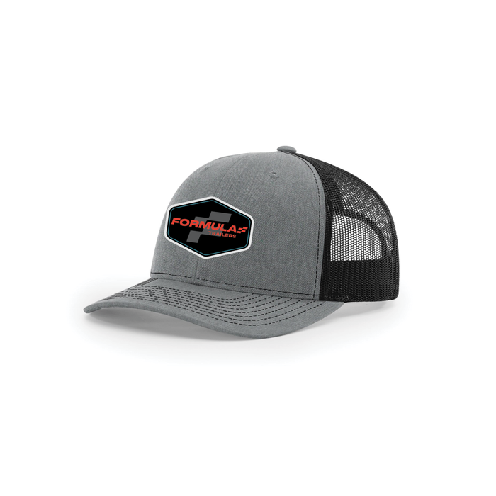 Snap-Back Trucker Hat with Patch - Heather Grey/ Black