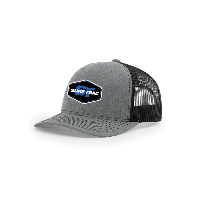 Snap-Back Trucker Hat with Patch - Heather Grey/ Black