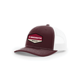 Snap-Back Trucker Hat with Patch - Maroon/ White