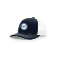 Snap-Back Trucker Hat with Patch - Navy/ White