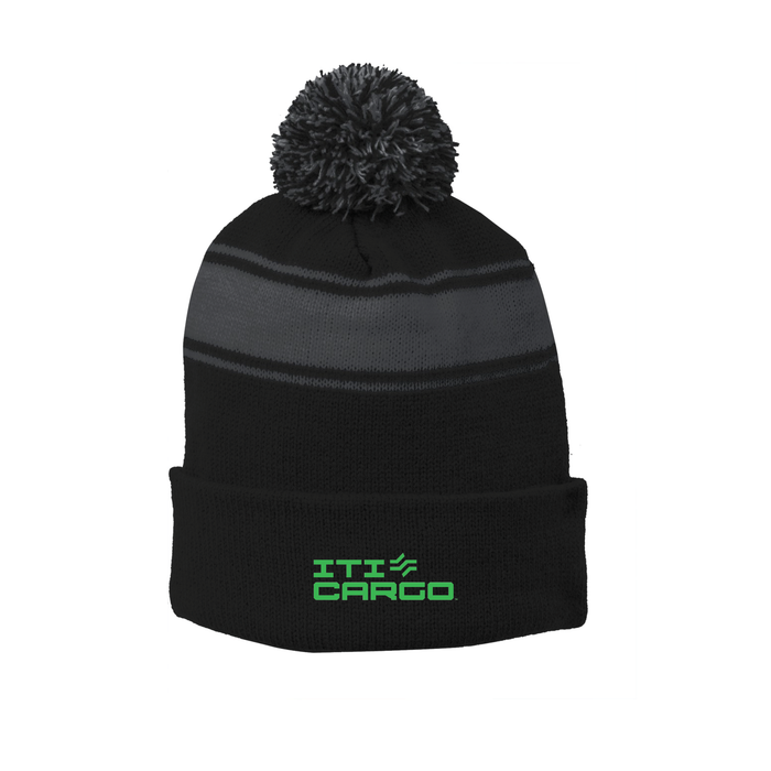 Sport-Tek® Stripe Pom Pom Beanie