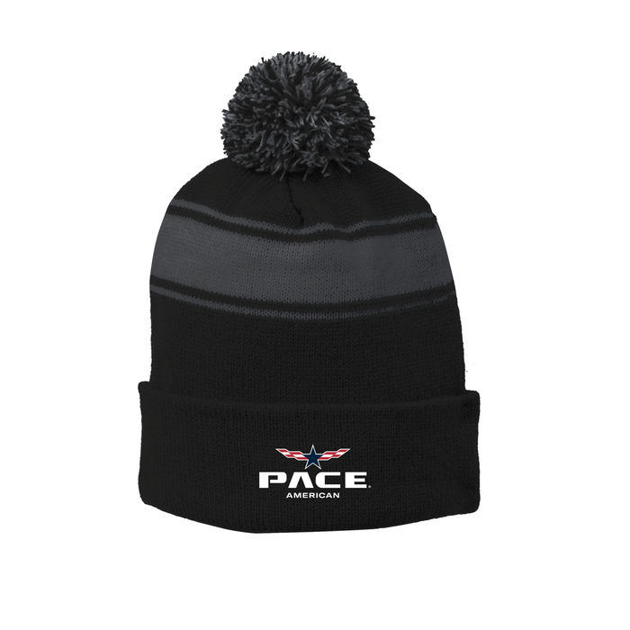 Sport-Tek® Stripe Pom Pom Beanie