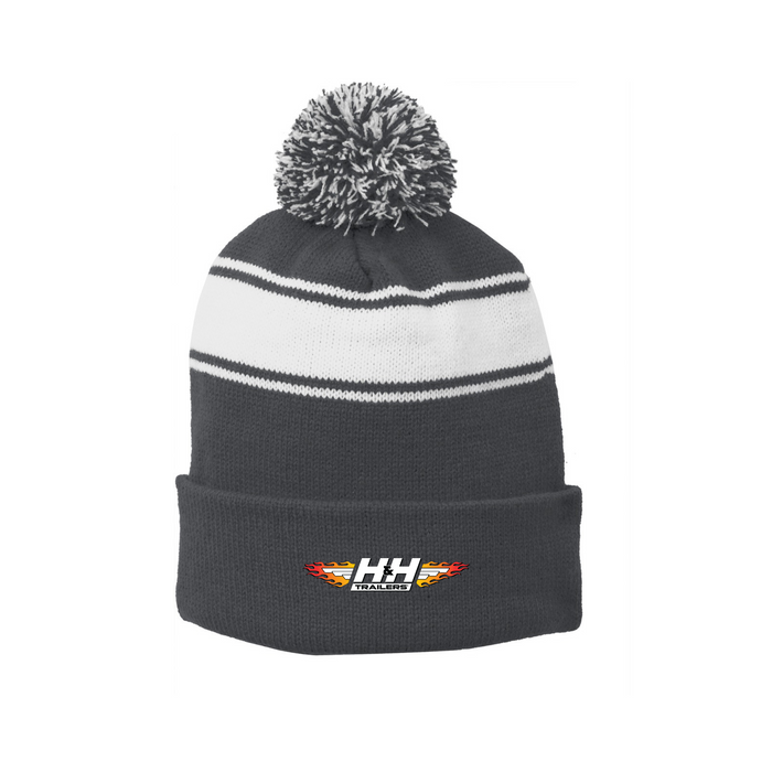 Sport-Tek® Stripe Pom Pom Beanie