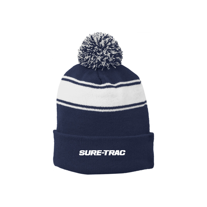 Sport-Tek® Stripe Pom Pom Beanie