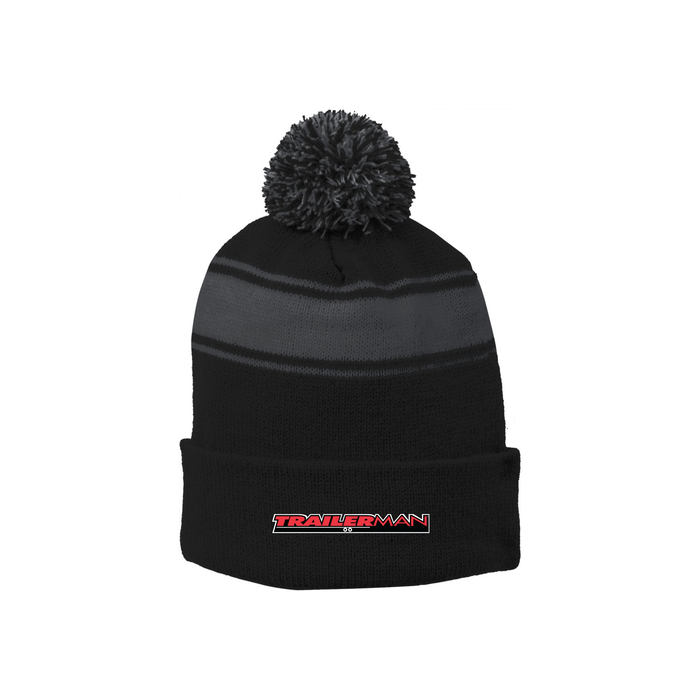 Sport-Tek® Stripe Pom Pom Beanie