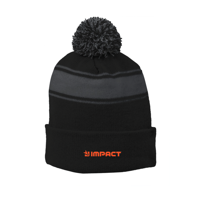 Sport-Tek® Stripe Pom Pom Beanie