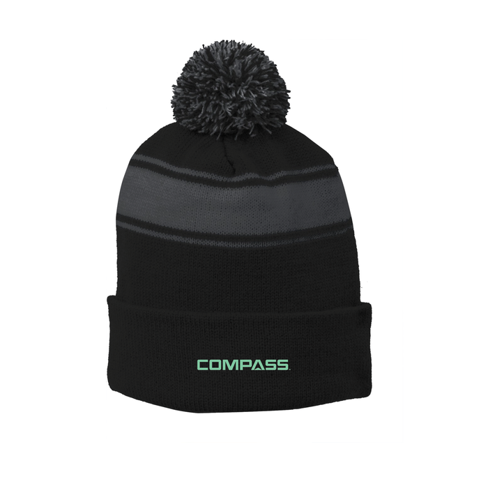 Sport-Tek® Stripe Pom Pom Beanie
